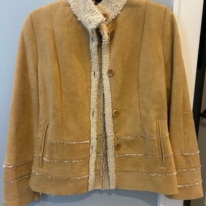 Genuine New Zealand Baby lamb Cozy Tan Suede Teddy Jacket for Women